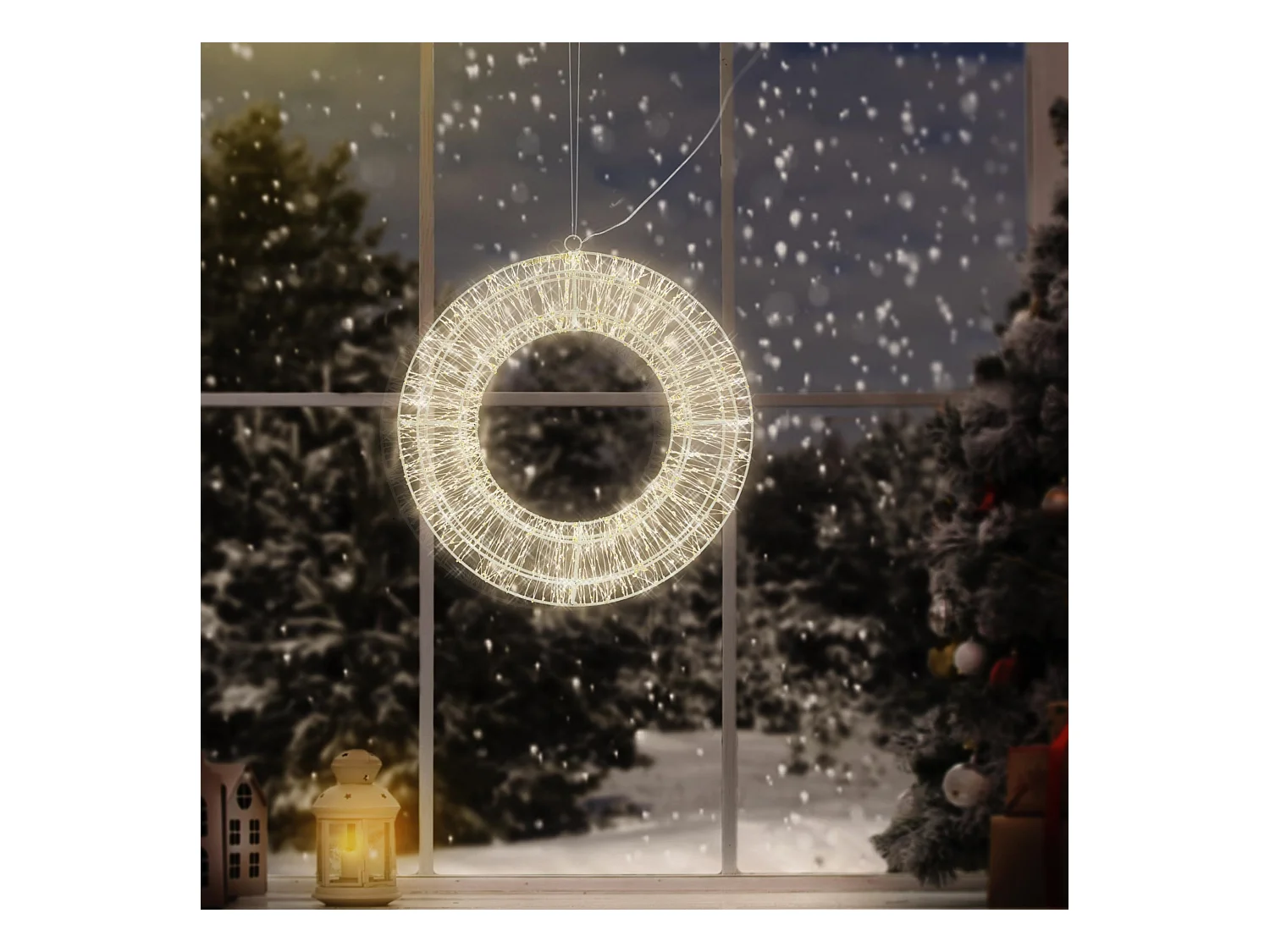 Couronne LED de Noël blanc chaud décoration lumineuse ronde avec 960 LEDs 38 cm