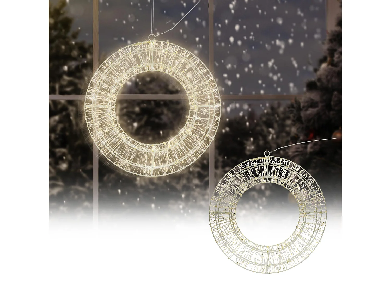Couronne LED de Noël blanc chaud décoration lumineuse ronde avec 960 LEDs 38 cm