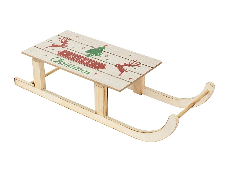 Slitta decorativa in legno 60 LED bianco caldo 60x21x13,5 cm marrone a batteria