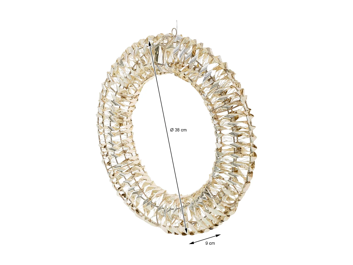 Guirnalda de luz decorativa navideña anillo metálico adviento 38cm 480 microLEDs