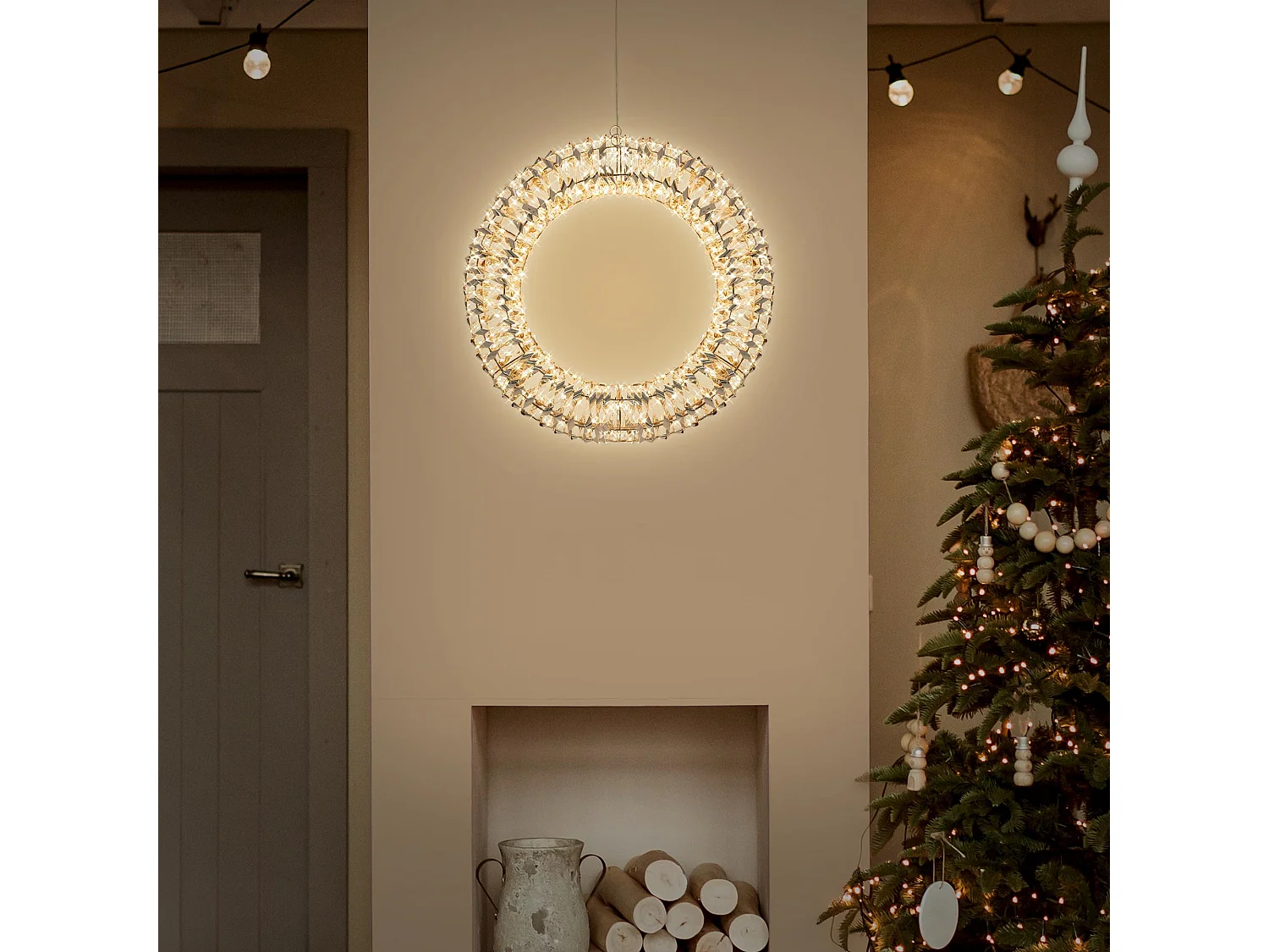 Guirnalda de luz decorativa navideña anillo metálico adviento 38cm 480 microLEDs