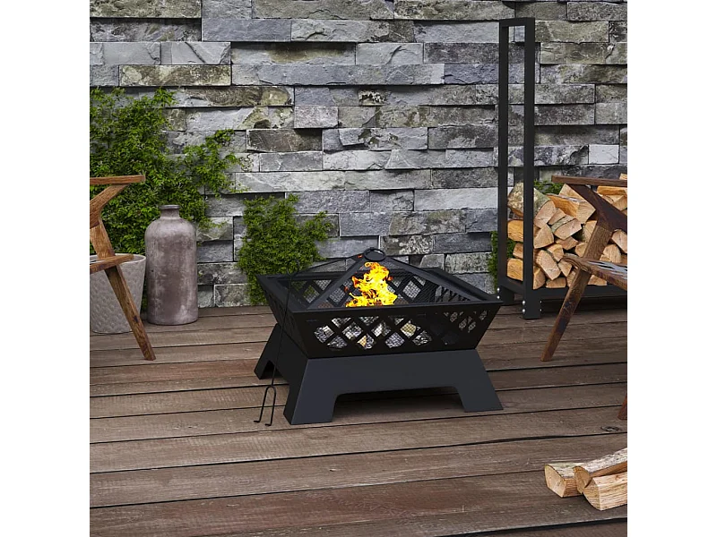 Vuurplaats met pook XXL 50 cm staal