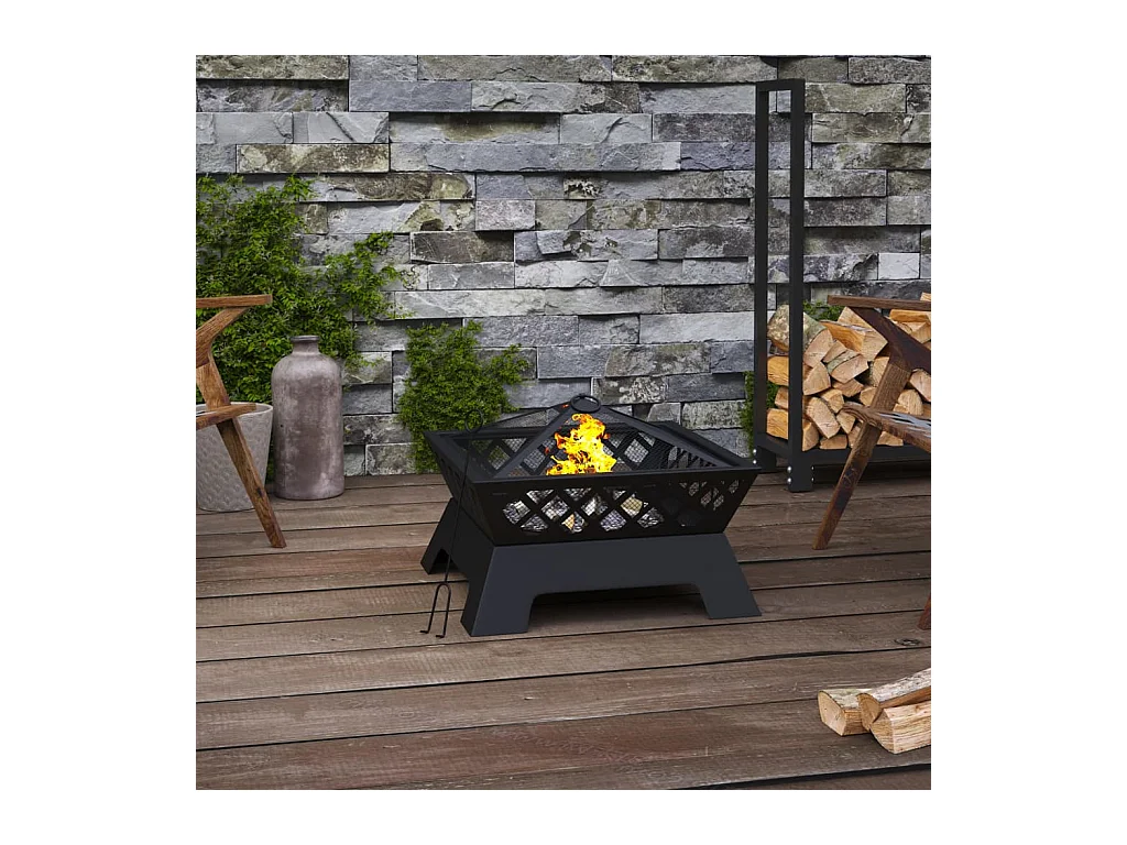 Foyer avec tisonnier 50 cm XXL acier