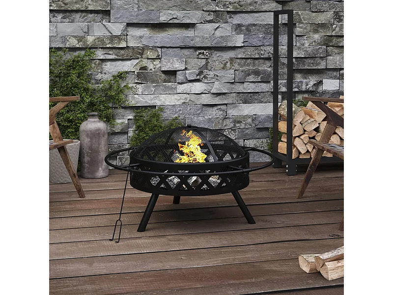 Brasero con atizador acero XXL 70 cm