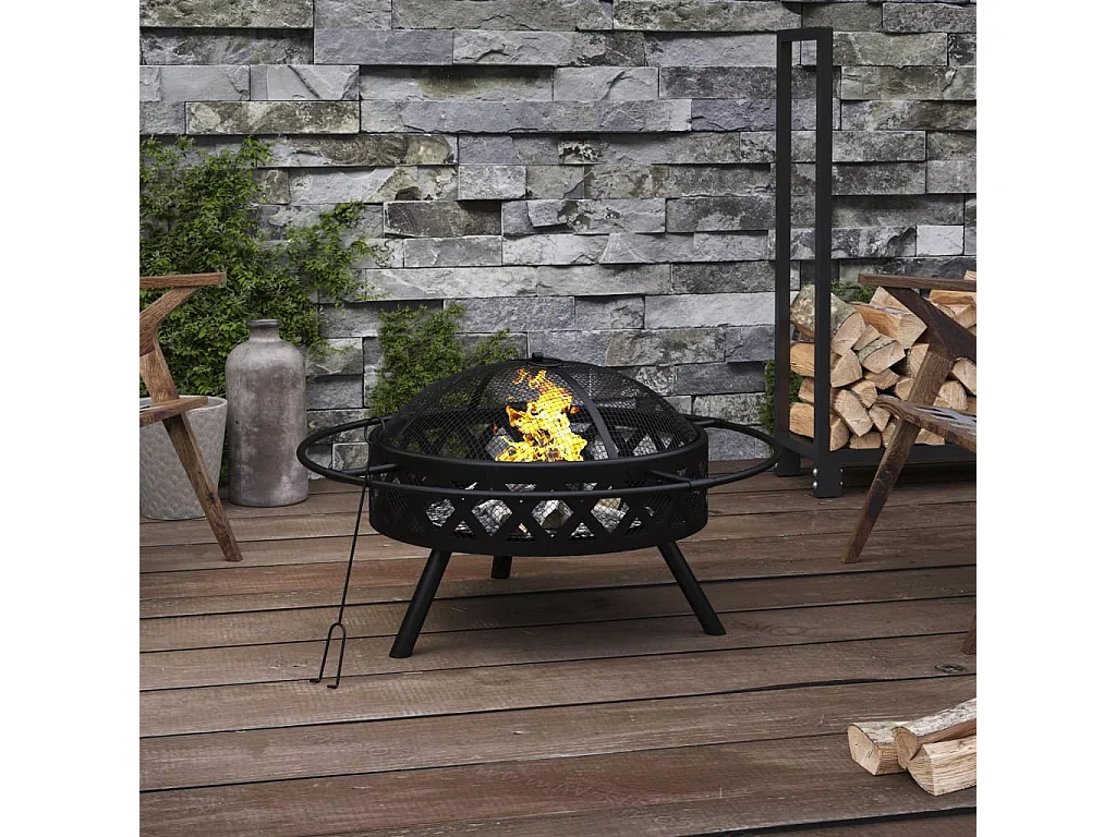 Foyer avec tisonnier 70 cm XXL acier