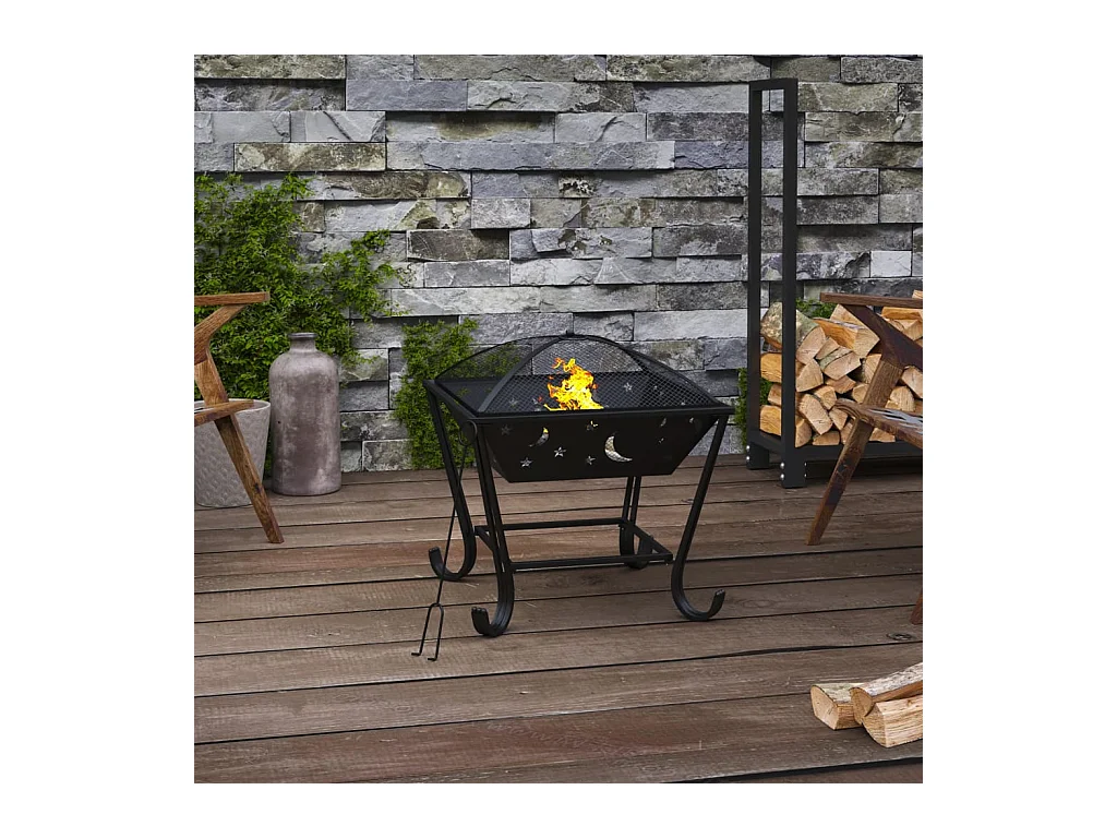 Foyer avec tisonnier 50 cm XXL acier