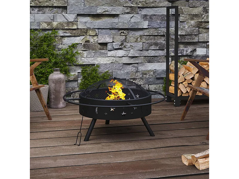 Brasero con atizador acero XXL 70 cm