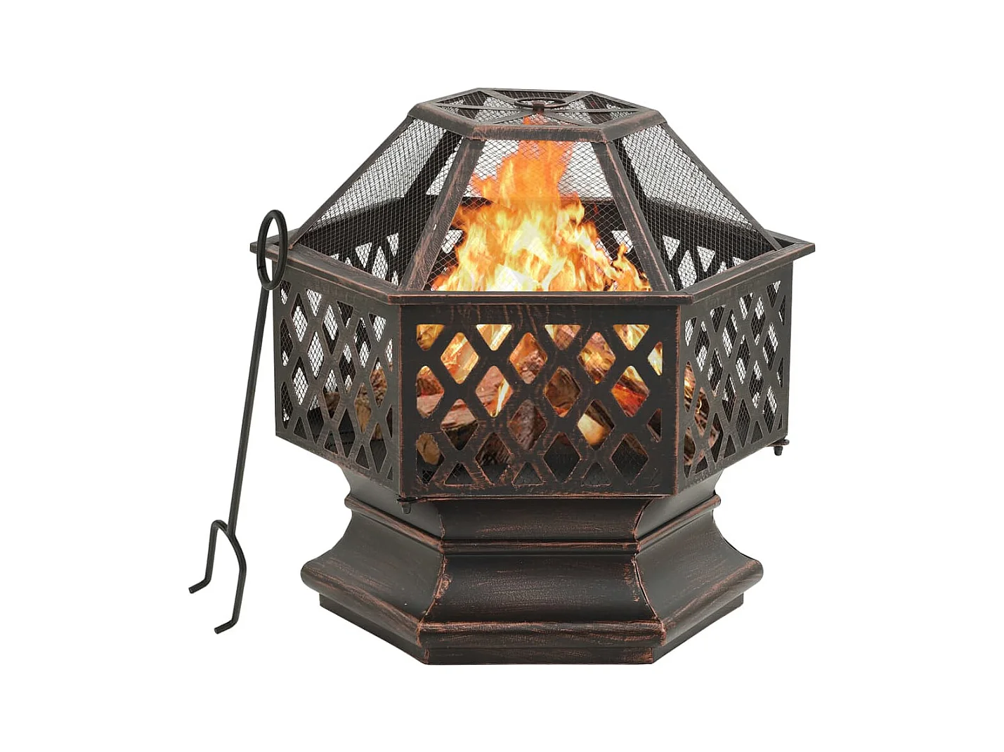 Foyer rustique avec tisonnier 62x54x56 cm XXL acier