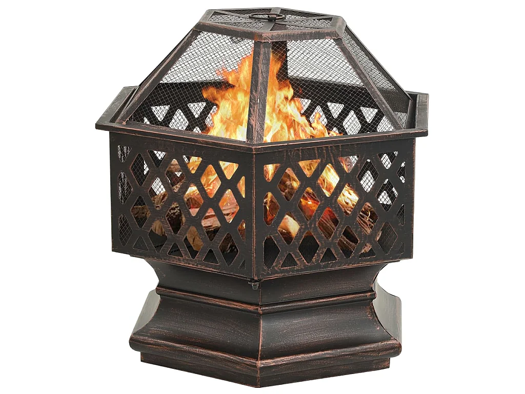 Foyer rustique avec tisonnier 62x54x56 cm XXL acier