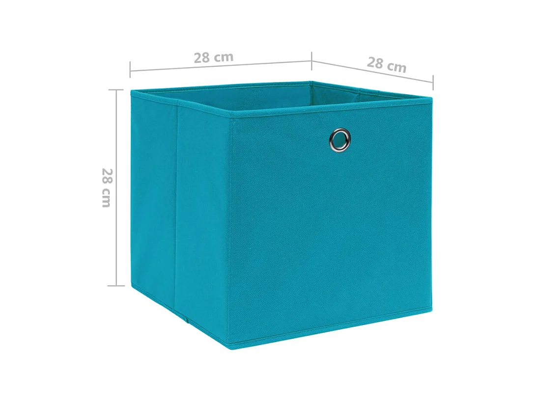 Conjunto de Caixas de Arrumação Dobráveis em Tecido Azul-Bebé - 4 Peças 28x28 cm