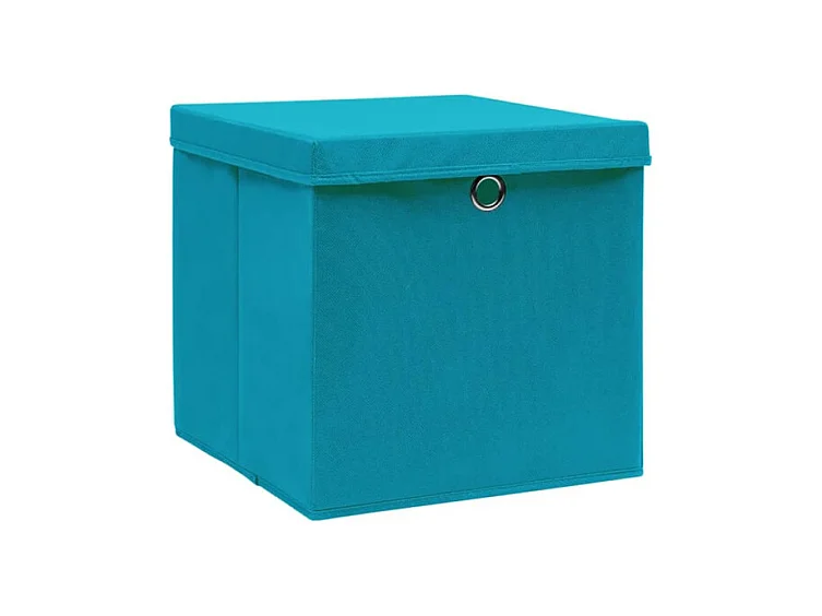 Boîtes de rangement avec couvercles 4 pcs 28x28x28cm Bleu azuré