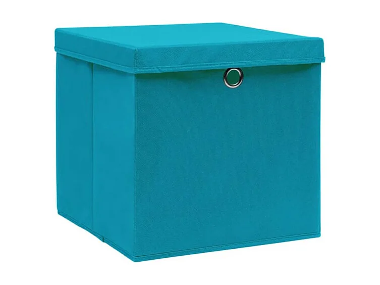 Boîtes de rangement avec couvercles 4 pcs 28x28x28cm Bleu azuré