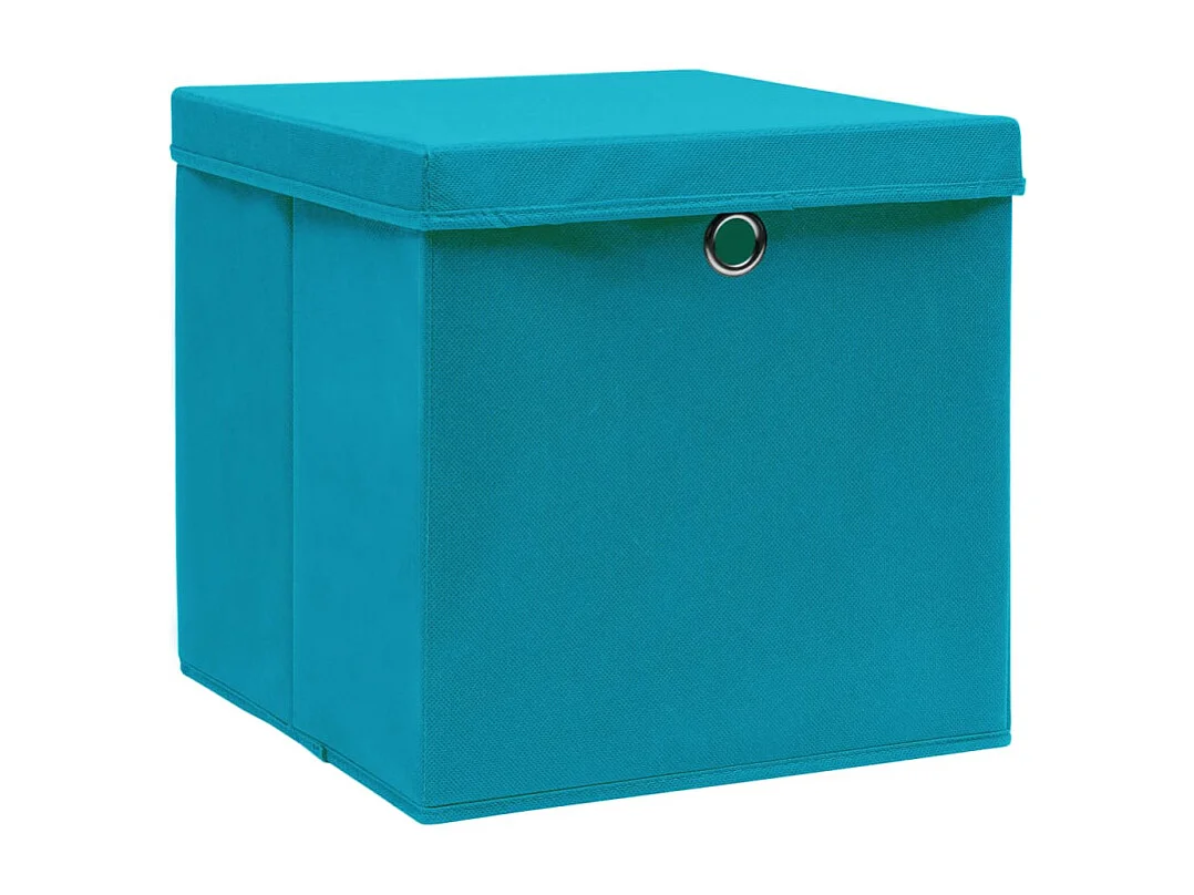 Boîtes de rangement avec couvercles 4 pcs 28x28x28cm Bleu azuré