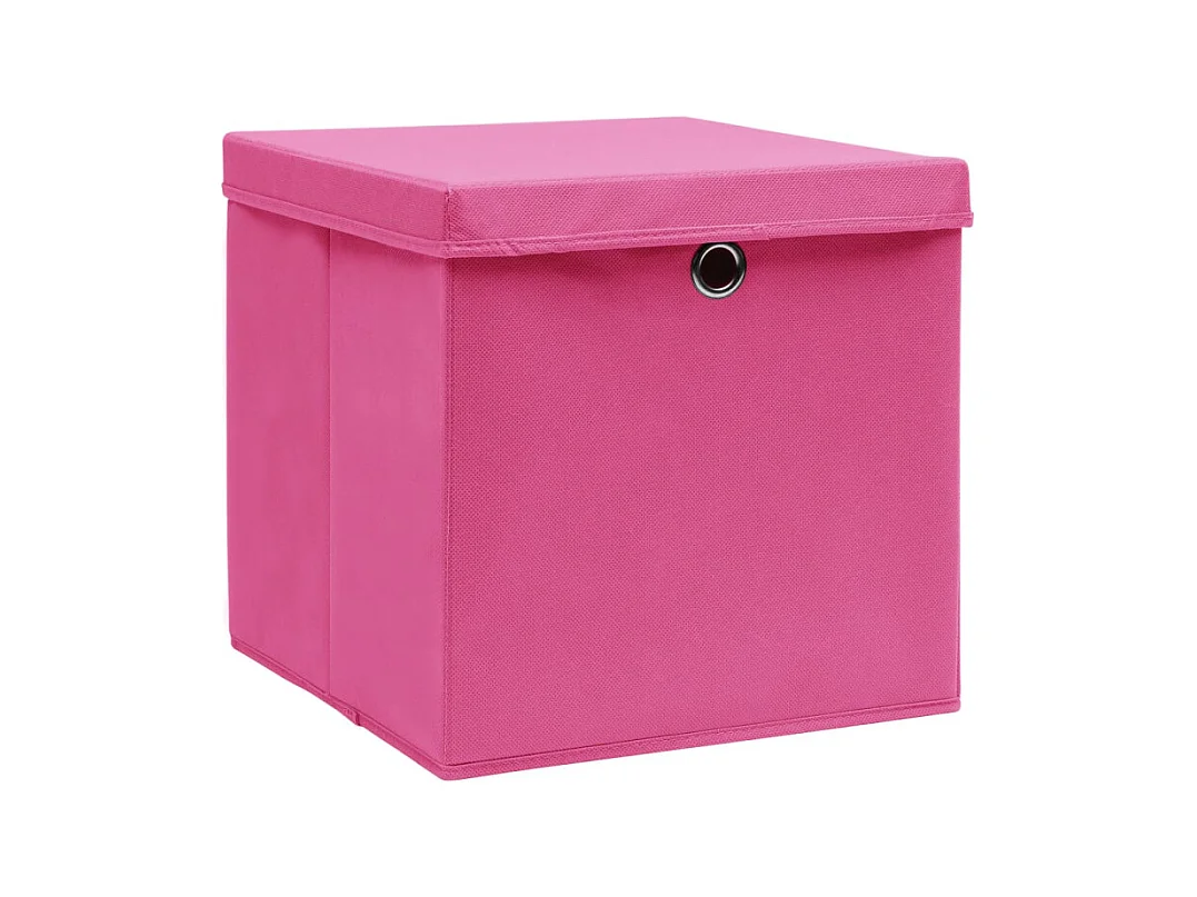 Set di Scatole Pieghevoli Rosa con Coperchi - 4 Pezzi 28x28x28 cm