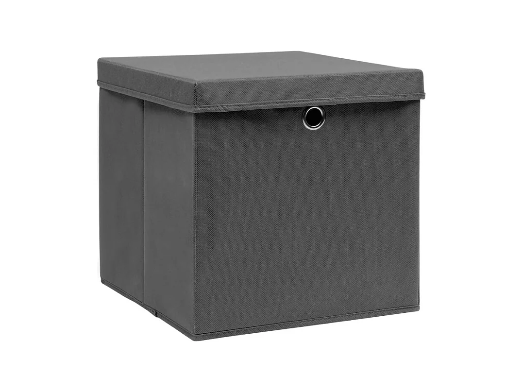 Boîtes de rangement avec couvercles 4 pcs 28x28x28 cm Gris