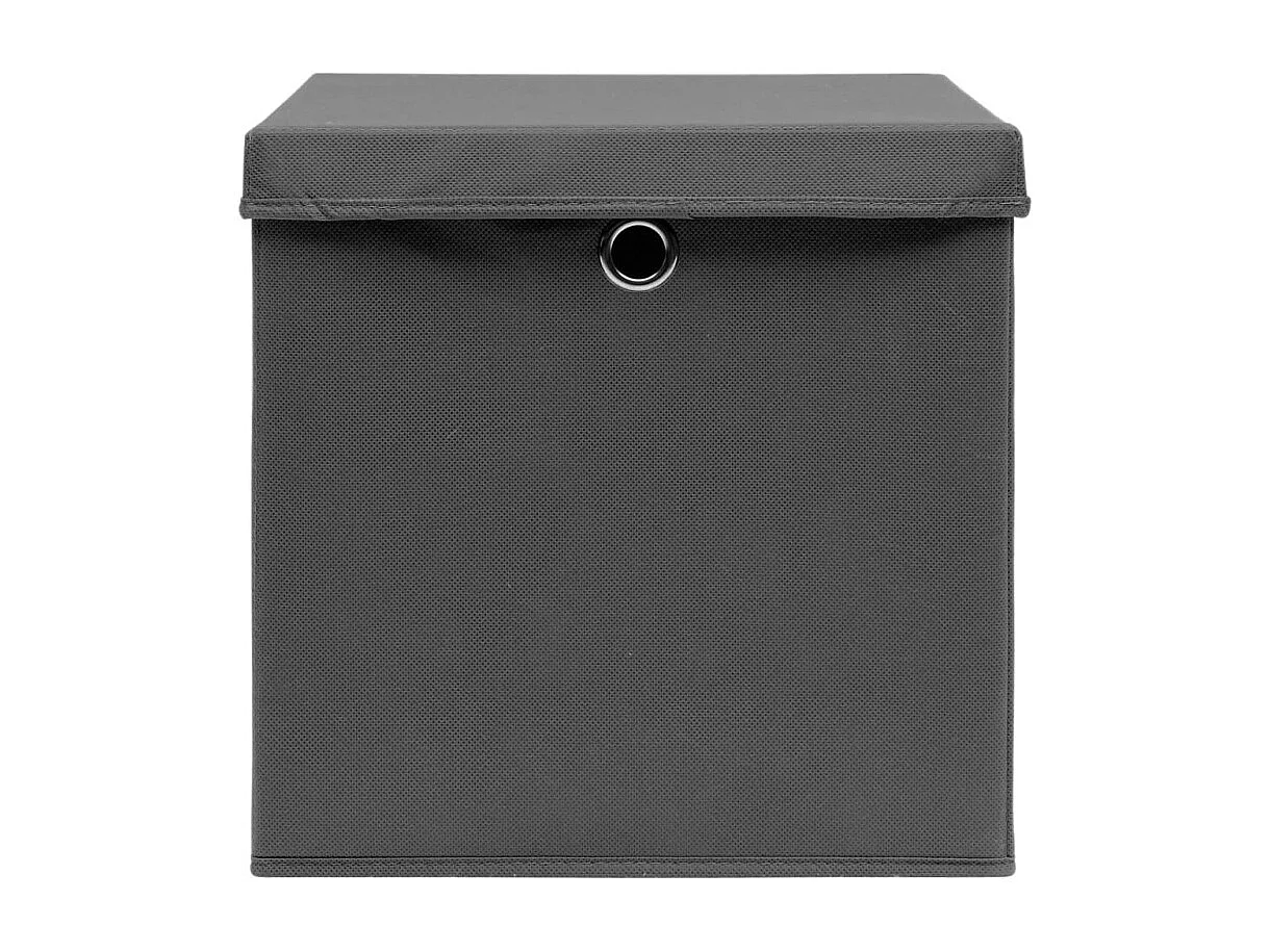 Boîtes de rangement avec couvercles 4 pcs 28x28x28 cm Gris