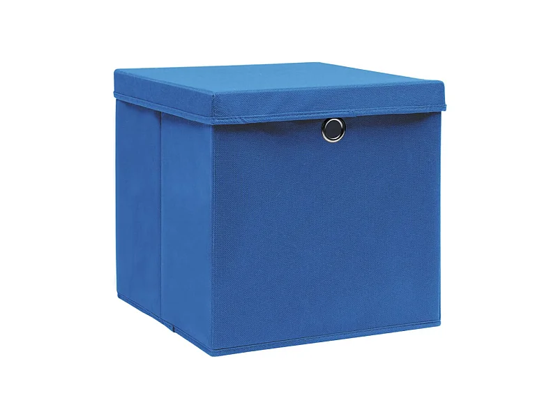 Boîtes de rangement avec couvercles 4 pcs 28x28x28 cm Bleu