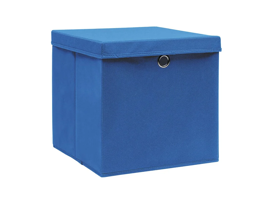 Boîtes de rangement avec couvercles 4 pcs 28x28x28 cm Bleu