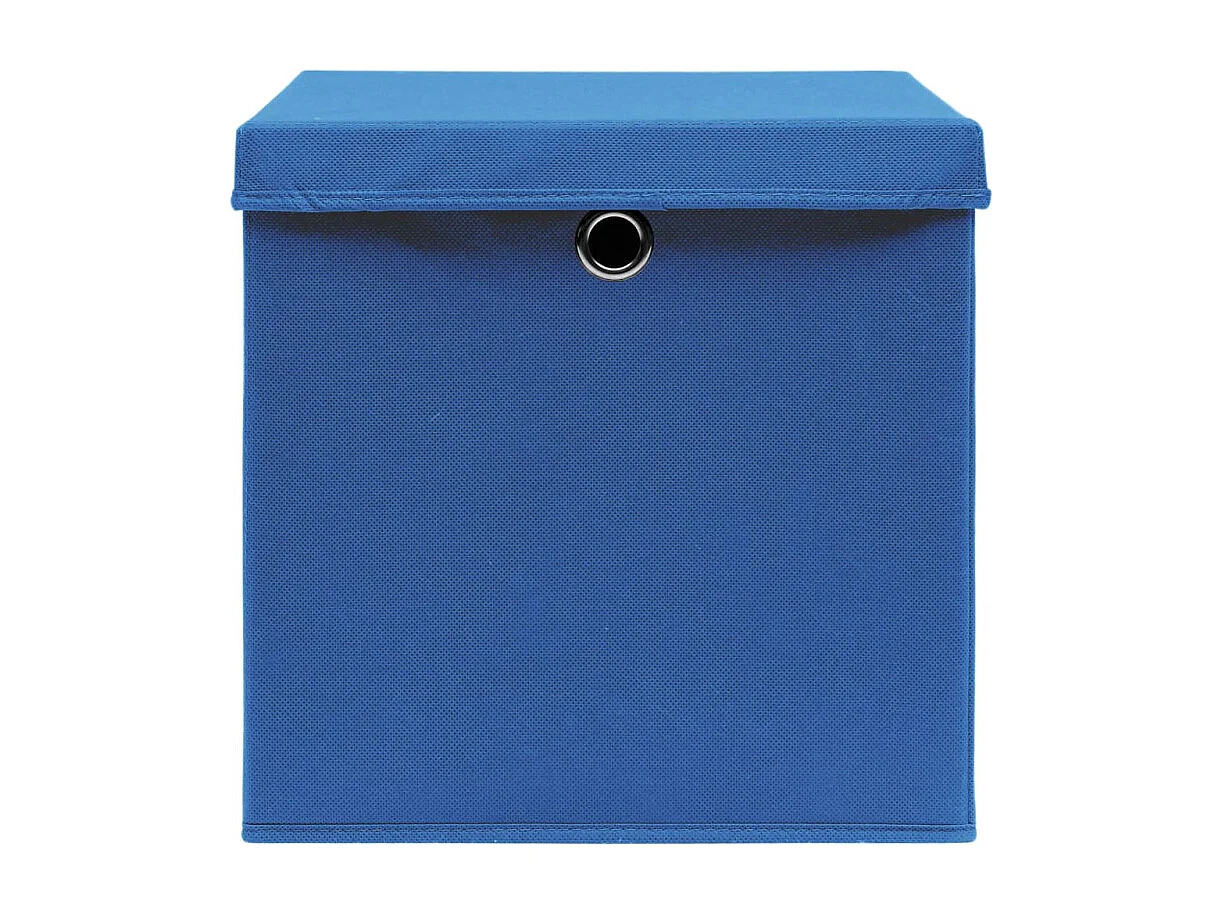 Boîtes de rangement avec couvercles 4 pcs 28x28x28 cm Bleu