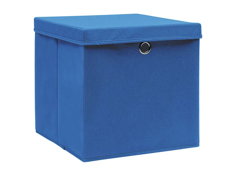 Boîtes de rangement avec couvercles 4 pcs 28x28x28 cm Bleu