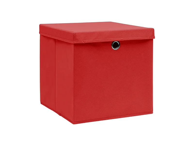Aufbewahrungsboxen mit Deckeln 4 Stk. 28x28x28 cm Rot
