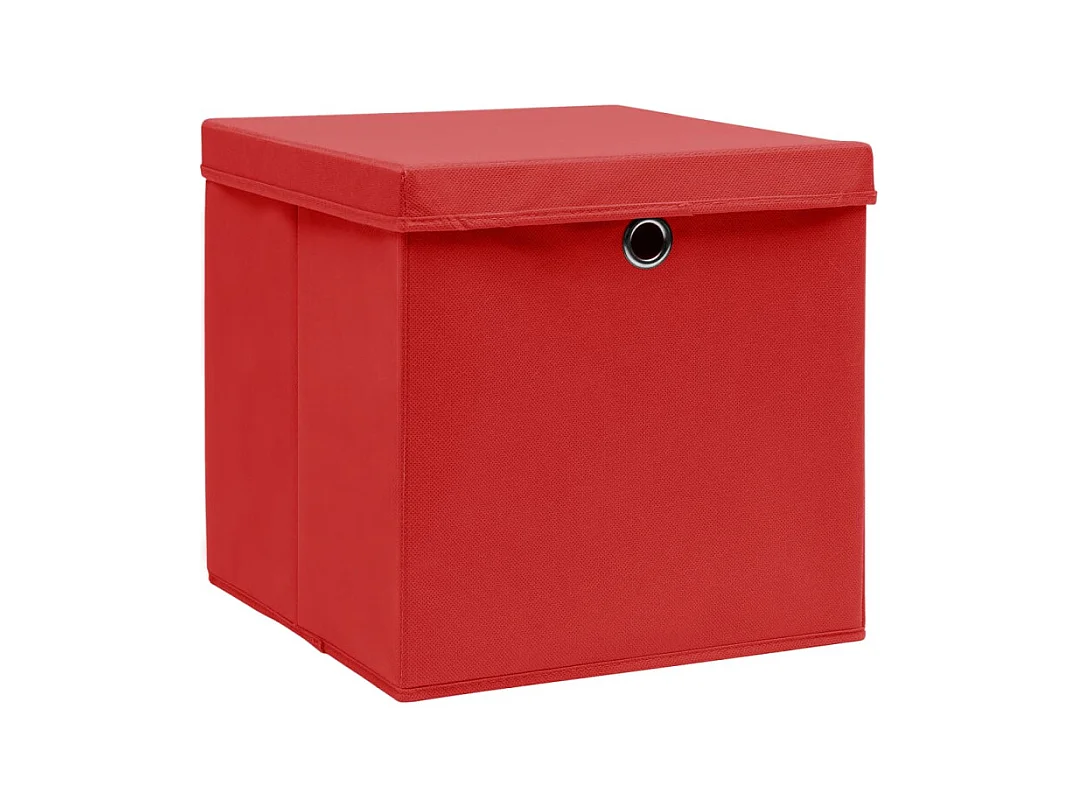 Boîtes de rangement avec couvercles 4 pcs 28x28x28 cm Rouge