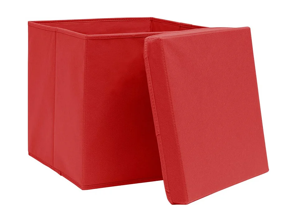 Boîtes de rangement avec couvercles 4 pcs 28x28x28 cm Rouge