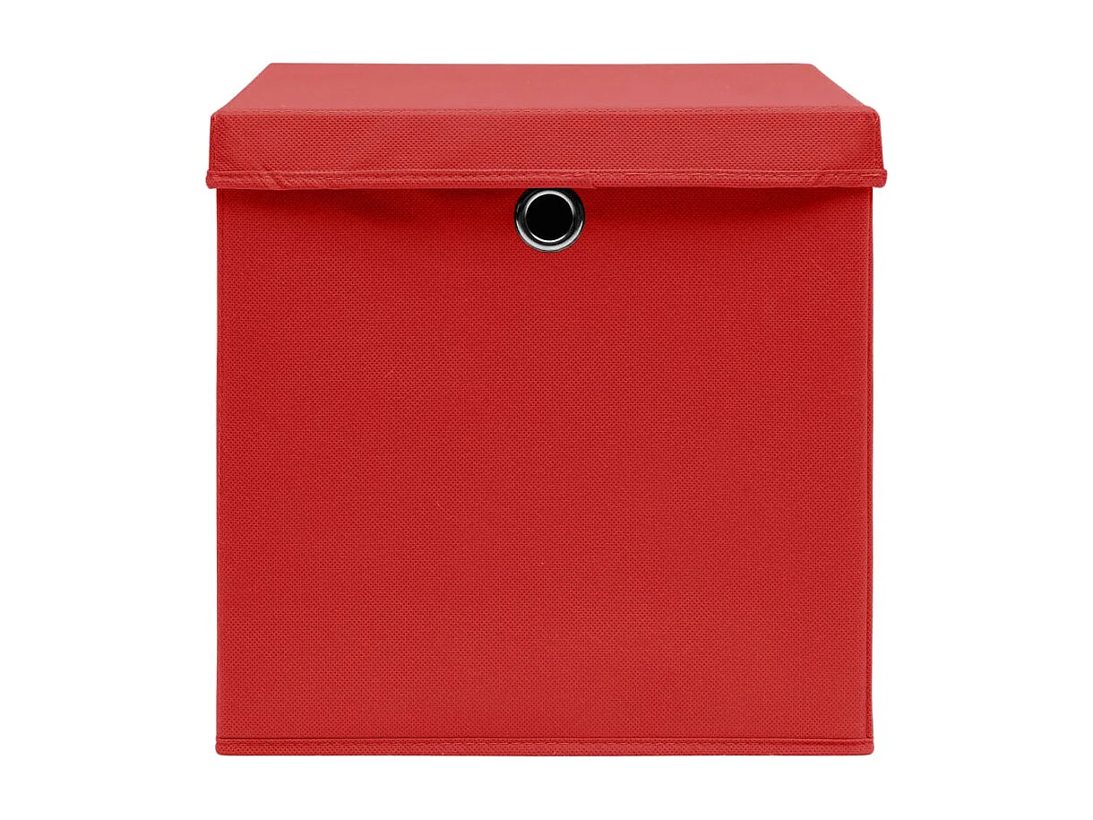 Boîtes de rangement avec couvercles 4 pcs 28x28x28 cm Rouge