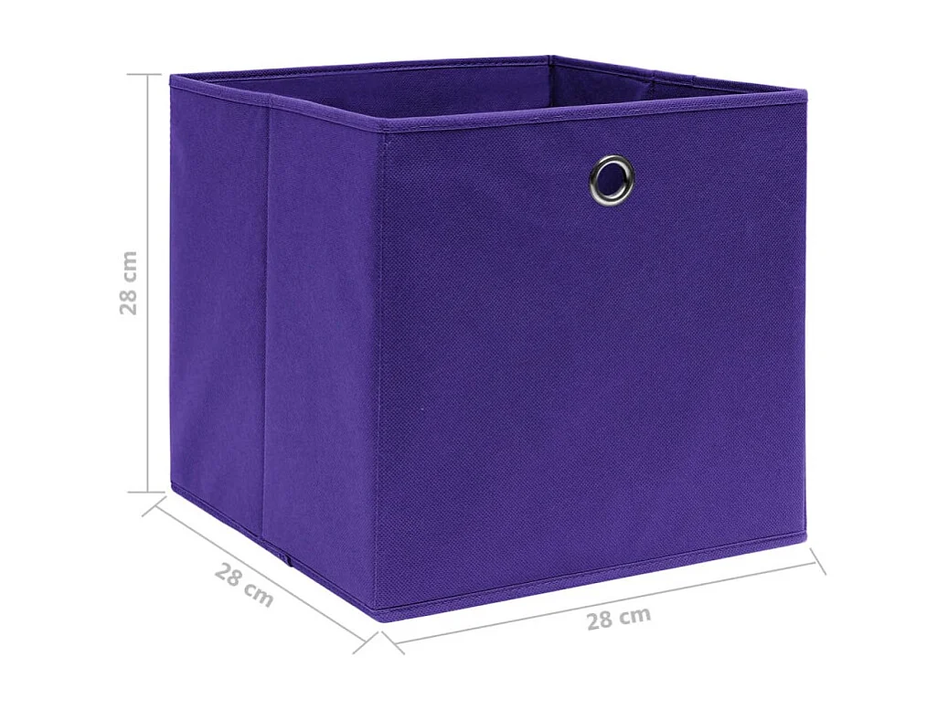 Conjunto de 4 Caixas de Arrumação Dobráveis em Tecido-Não-Tecido Roxo - 28x28x28 cm