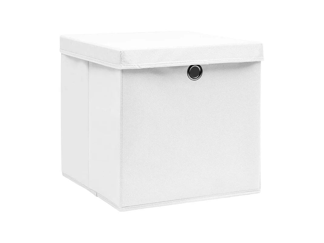 Boîtes de rangement avec couvercles 4 pcs 28x28x28 cm Blanc