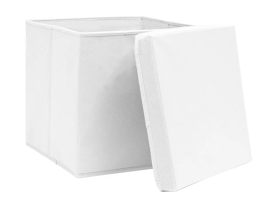 Boîtes de rangement avec couvercles 4 pcs 28x28x28 cm Blanc