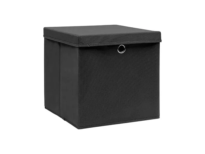 Boîtes de rangement avec couvercles 4 pcs 28x28x28 cm Noir