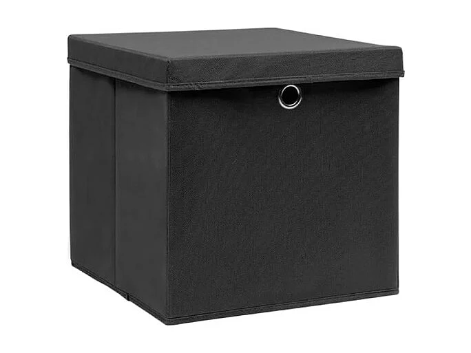 Boîtes de rangement avec couvercles 4 pcs 28x28x28 cm Noir