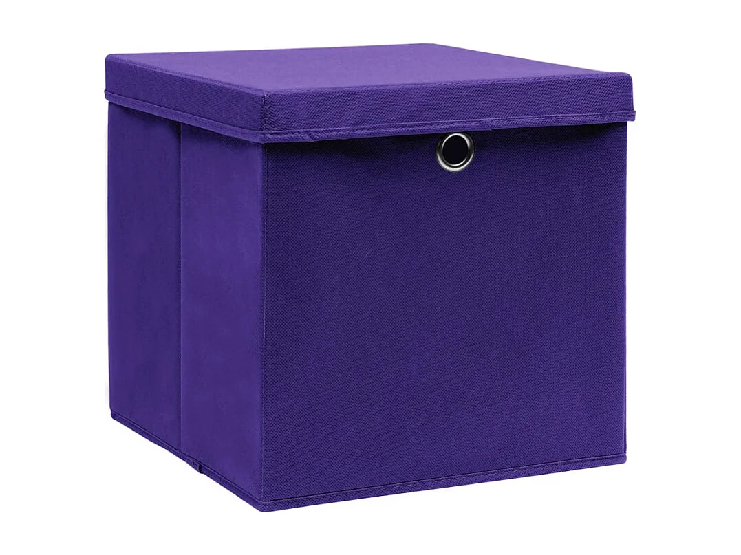 Boîtes de rangement avec couvercles 4 pcs 28x28x28 cm Violet