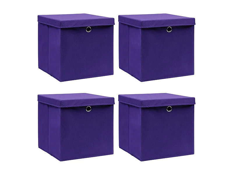 Boîtes de rangement avec couvercles 4 pcs 28x28x28 cm Violet