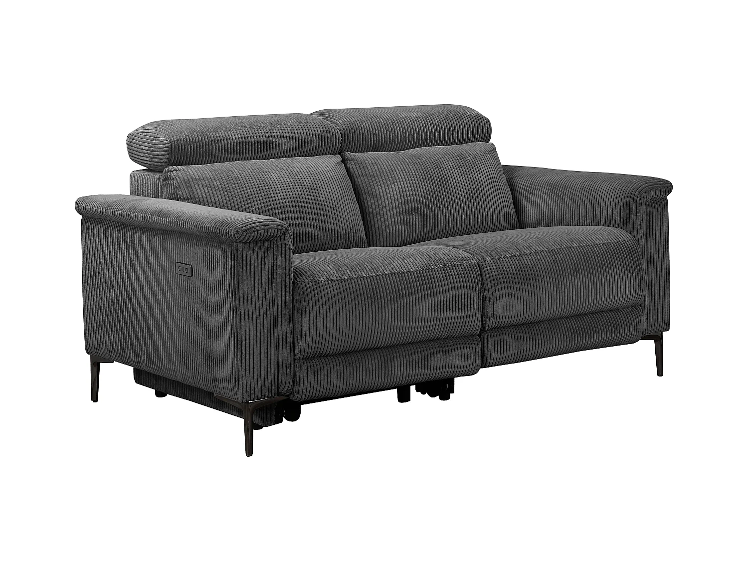 2Seater Sofa met 1 elektrische fauteuil in stof antraciet