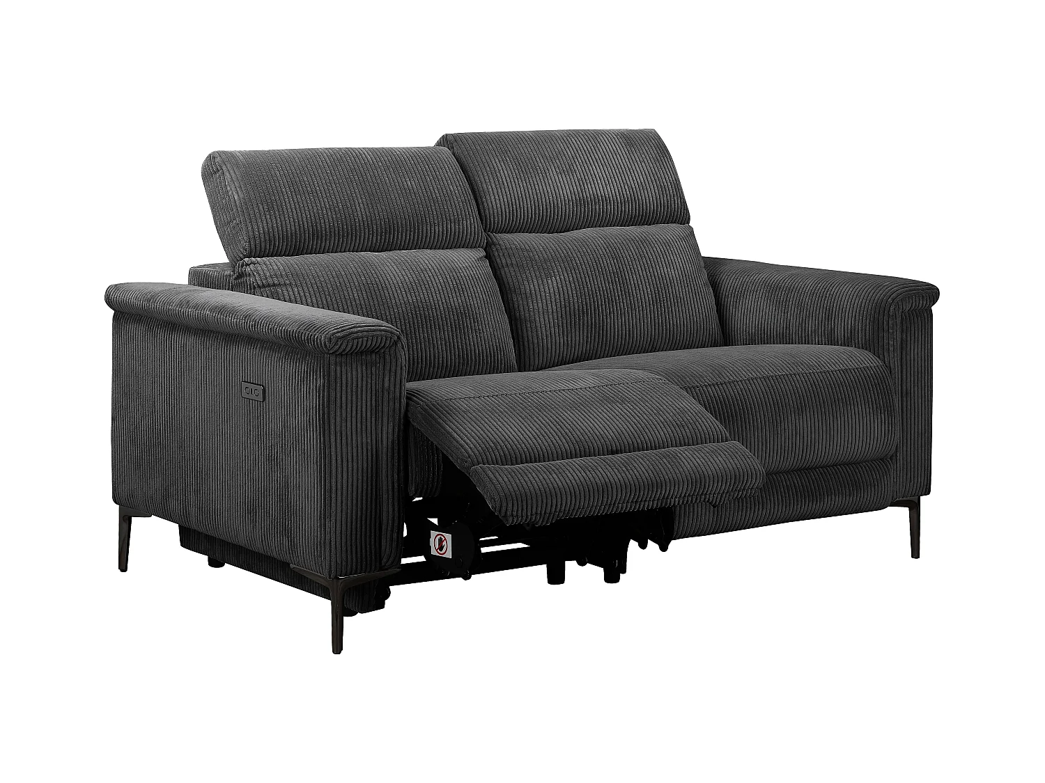 2Seater Sofa met 1 elektrische fauteuil in stof antraciet