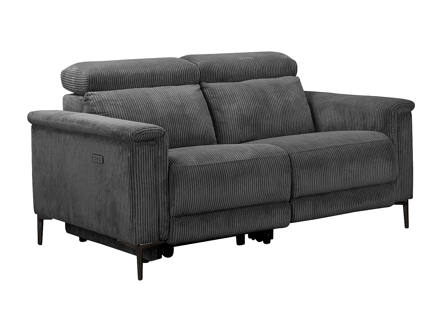 Lund | Canapé 2 places avec 1 fauteuil inclinable électrique en tissu anthracite