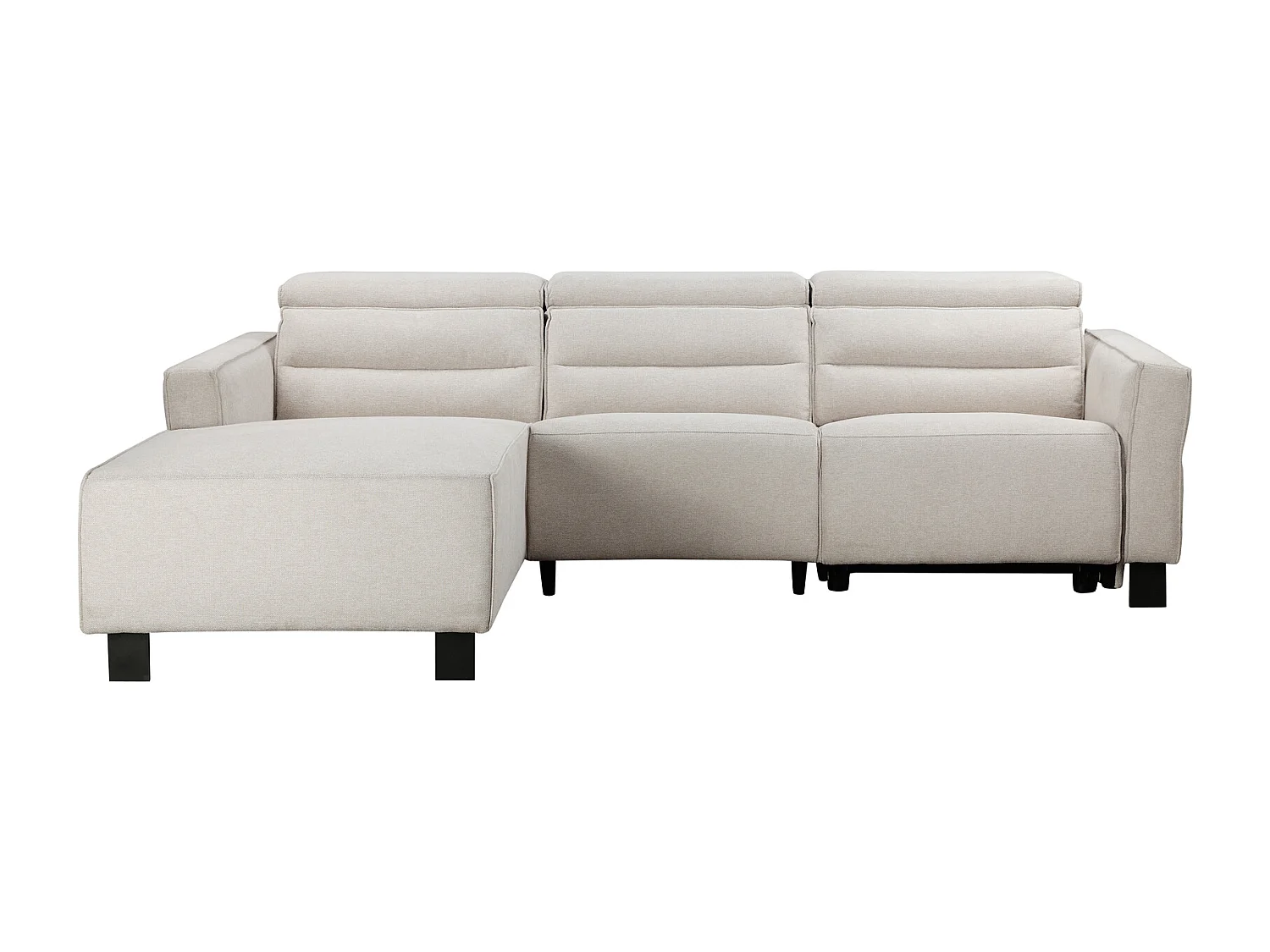 Carpari | Canapé d’angle 3 places avec 1 fauteuil inclinable électrique en tissu crème