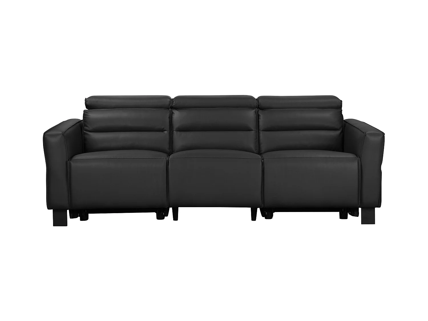 Skaane | Canapé 3 places avec chaise longue L et fonction électrique en PU cognac