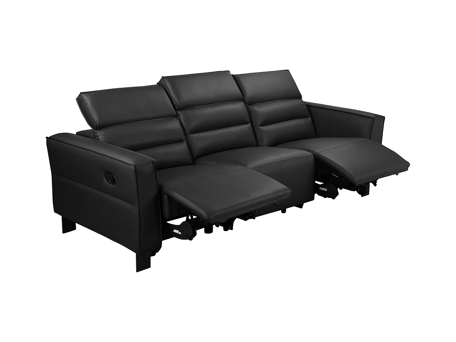 Skaane | Canapé 3 places avec chaise longue L et fonction électrique en PU cognac