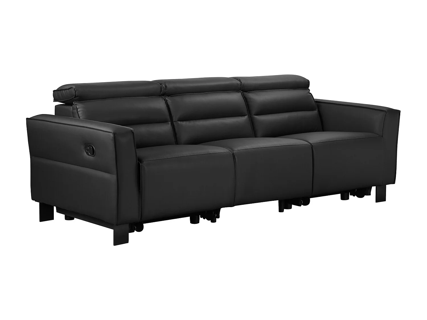 Skaane | Canapé 3 places avec chaise longue L et fonction électrique en PU cognac