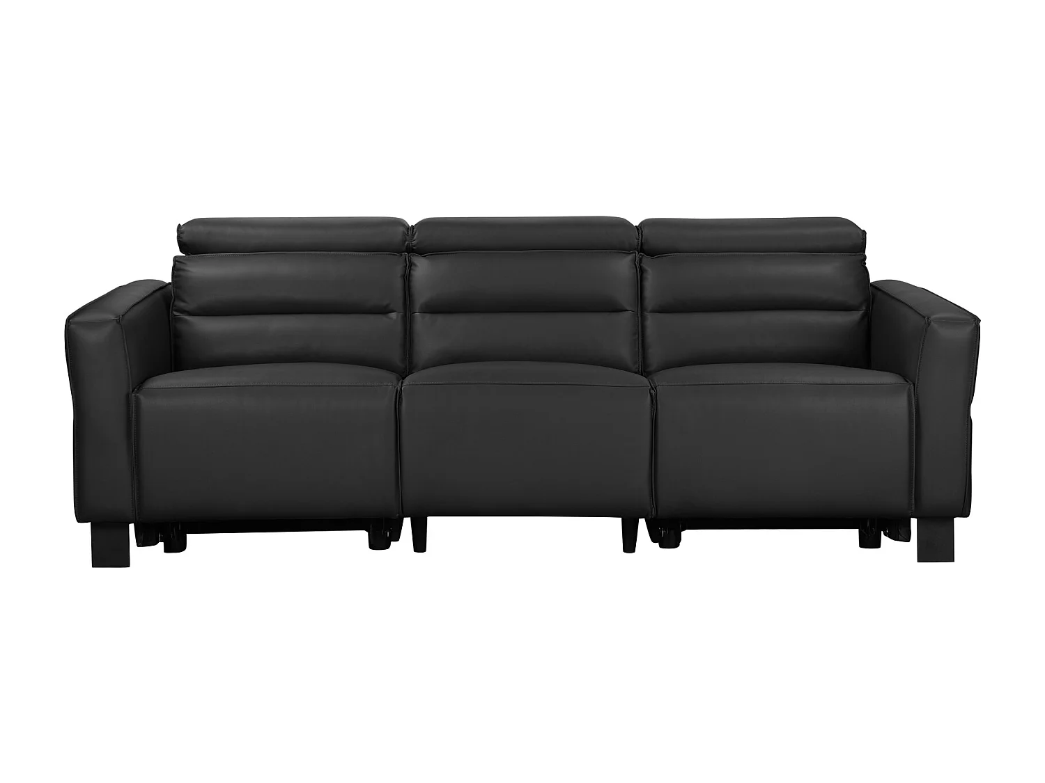 Skaane | Canapé 3 places avec chaise longue L et fonction électrique en PU cognac