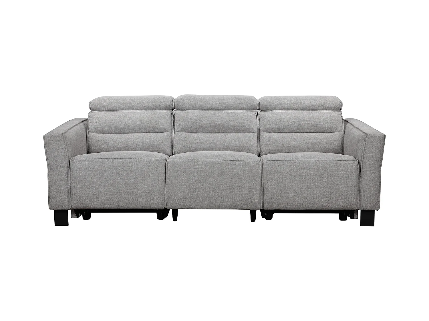 3-zitsbank met 2 handmatige verstelbare rugleuningen in lichtgrijze stof