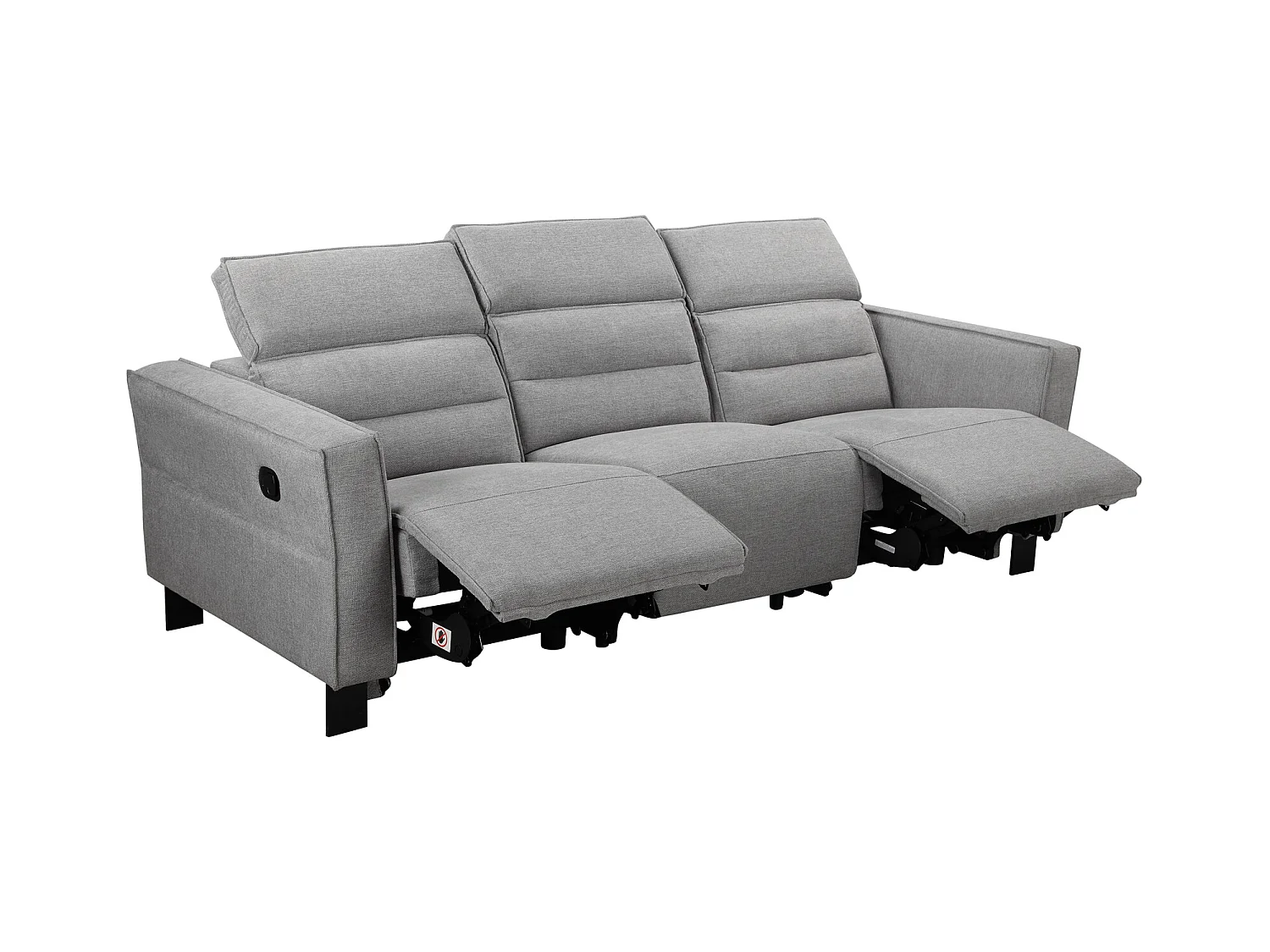 3-zitsbank met 2 handmatige verstelbare rugleuningen in lichtgrijze stof