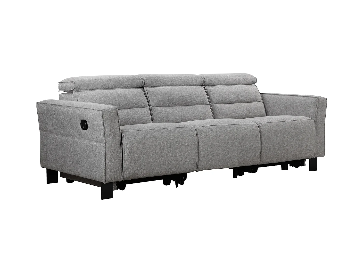 Carpari | Divano a 3 posti con 2 poltrone reclinabili manuali in tessuto grigio chiaro