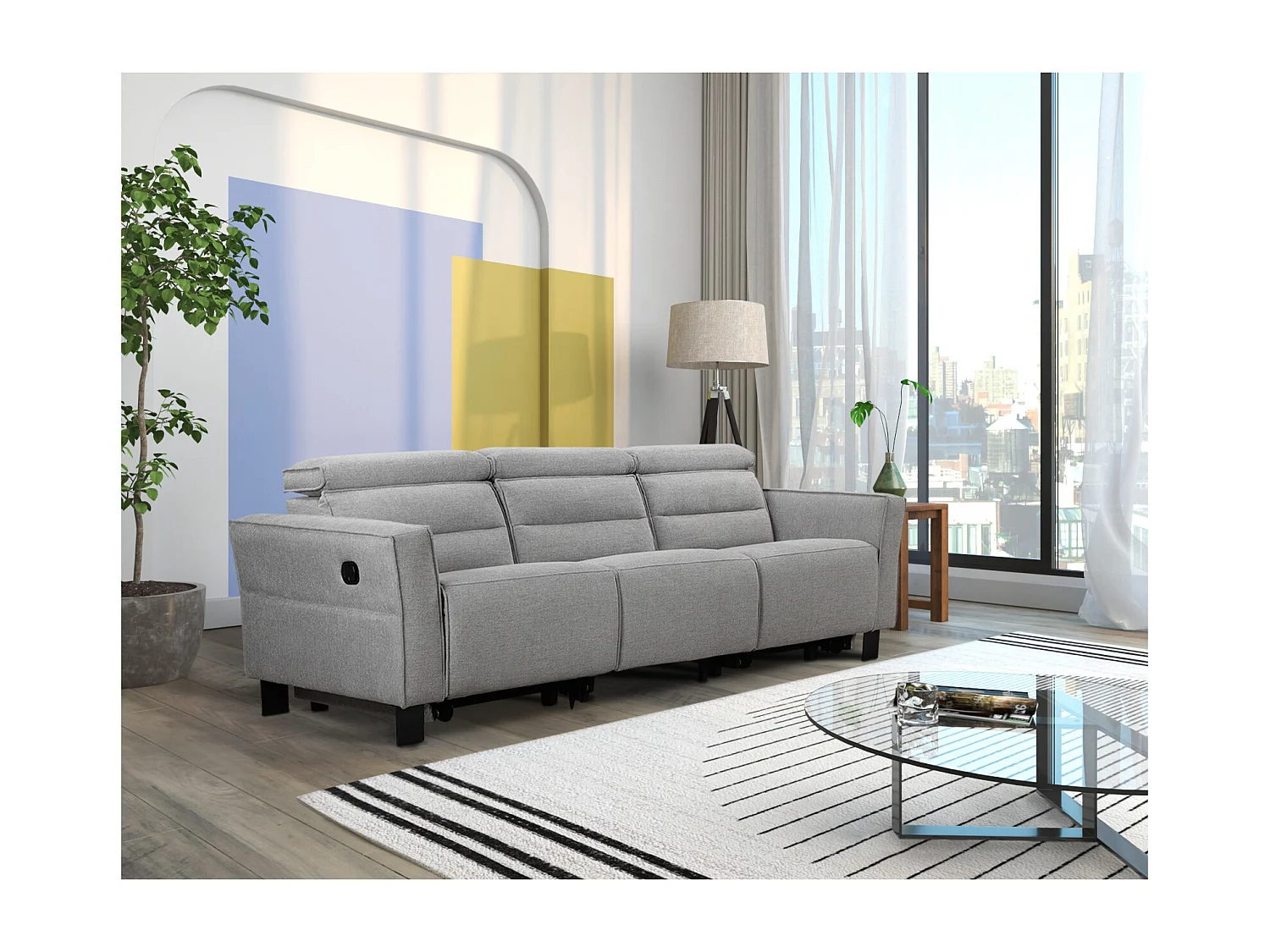 Pareli | Canapé 3 places avec fonction électrique en PU marron