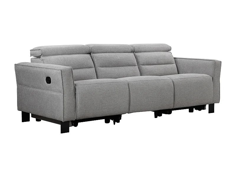 3-zitsbank met 2 handmatige verstelbare rugleuningen in lichtgrijze stof