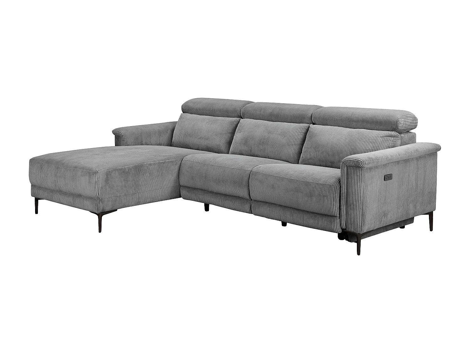 Lund | Canapé 3 places avec 1 fauteuil inclinable électrique en tissu anthracite