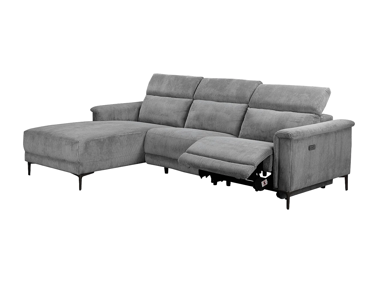 Lund | Canapé 3 places avec 1 fauteuil inclinable électrique en tissu anthracite